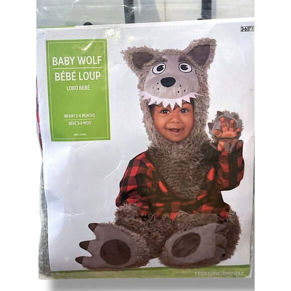 Baby Wolf Infant Costume 3-6 Months Halloween Outfit Jumpsuit Hood Booties NWT - Picture 1 of 4